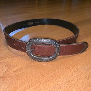 Brown Leather Boho Buckle Belt